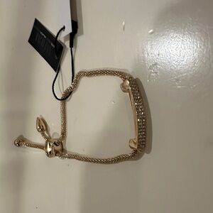 White House Black Market Gold-Tone Crystal Bar Adjustable Bracelet